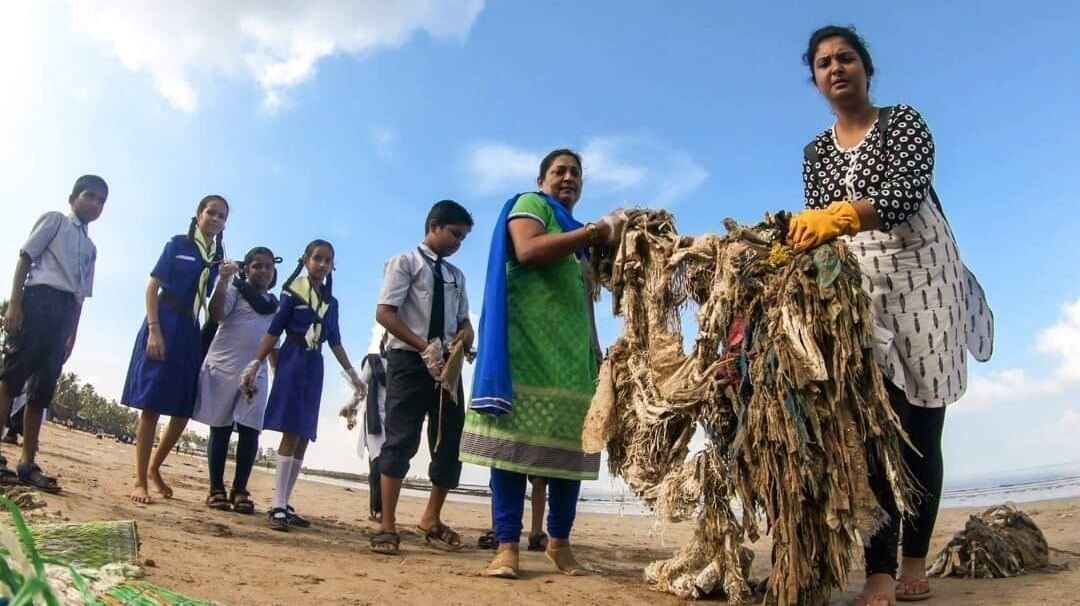 Beach Cleaning Drive by Municipal School Students at Silver Beach, Madh