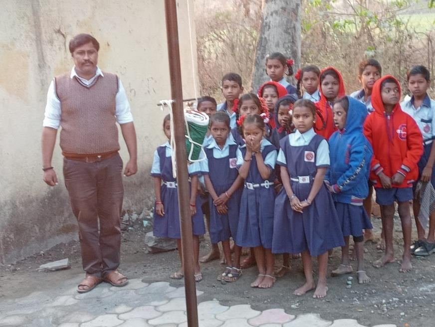 Students and a teacher of Z. P. School Goratpada