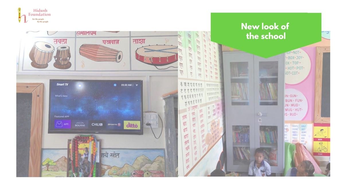 A classroom with its new TV set
