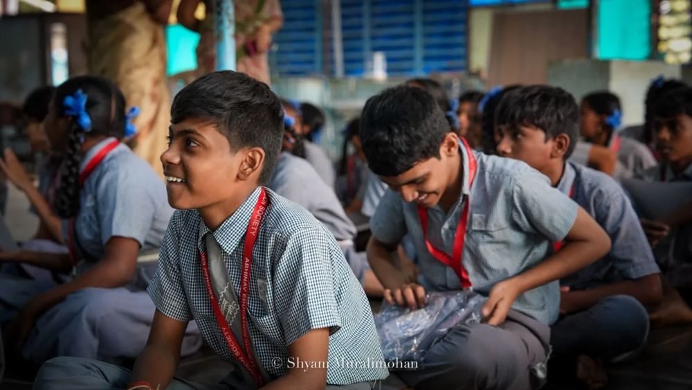 School uniform distribution at Abhinav Vidya Mandir